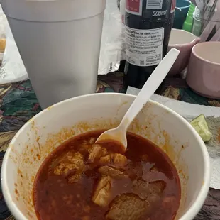 Menudo with a bottle coke