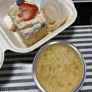 Tres Leches cake and Flan
