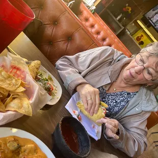 Chicken enchilada &amp; fish taco.