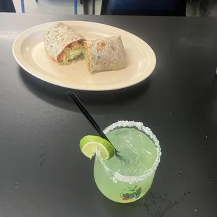Lime Margarita And Vegetarian Burrito