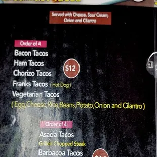 Menu - Breakfast Tacos