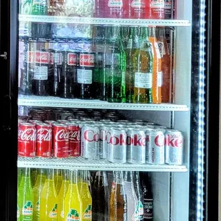 Cooler full of bottled drinks