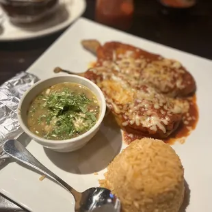 Poblano Peppers with Charro Beans (the beans tasted wonderful and were gone first?