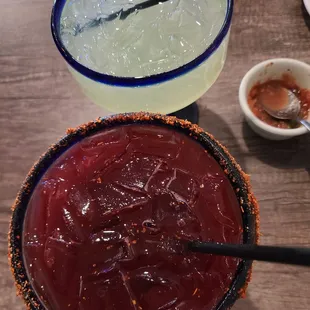 Traditional and blackberry margaritas.