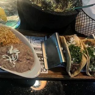 Skirt Steak Gordita, Rice &amp; Beans