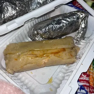 a hot dog and a burrito