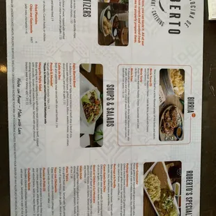 Menu back side