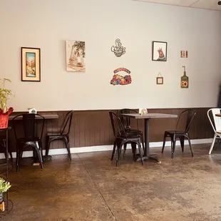 tables and chairs in a restaurant