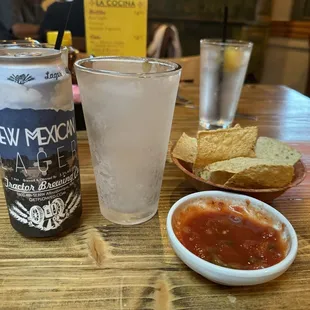 Chips salsa local beer