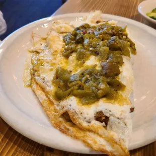 Egg white omelets with green chili.
