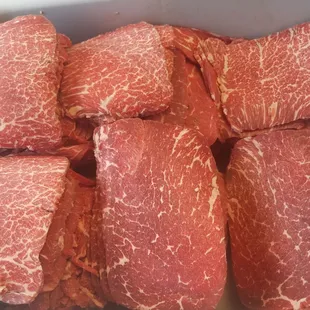 Black Angus Steak sliced and diced in house