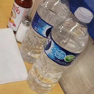 The warm water bottles she gave us in this heat !