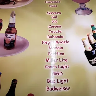 a variety of drinks