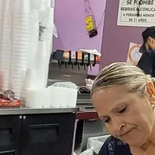 The fountain drink machine that she could have served my son from