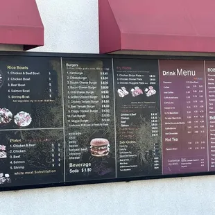 Menu posted outside the liquor store