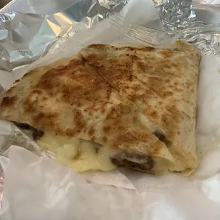 Marinated glank steak quesadilla (well, half of it)