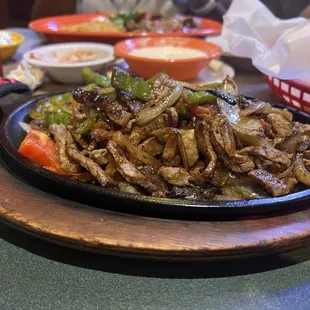 Beef Fajitas and Cheese Sauce