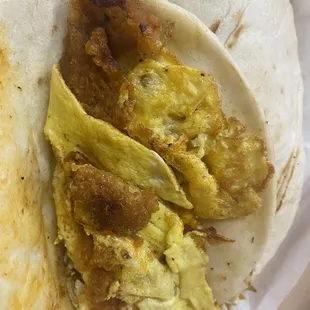 Chicharron and Egg Breakfast Taco