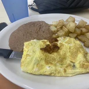 Bacon and egg Omelette Breakfast Plate