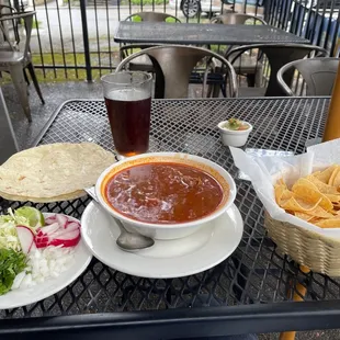 Nothing like a piping-hot pozole on a cold, wet spring day!