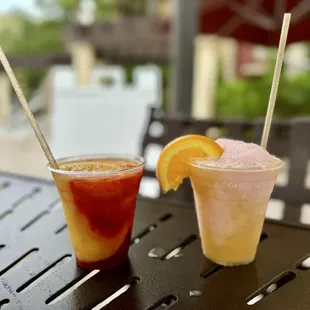 "Mango Sunrise" and "Strawberry Daiquiri"