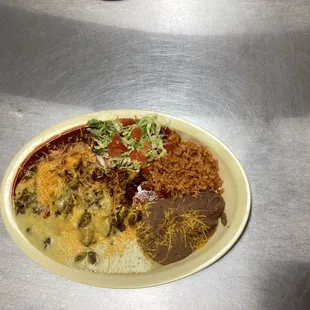 Xmas enchilada plate w/carne asada