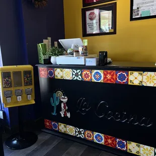 the front desk of a mexican restaurant