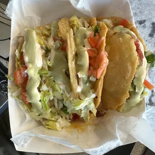 Empanadas: carne asada, chicken, Al pastor, chorizo and potato.