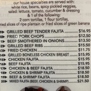 menu