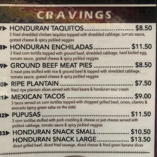 menu