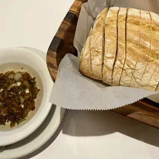 Complimentary bread and garlic oil