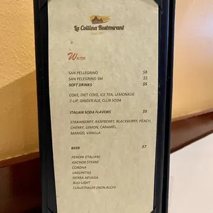 Drink menu