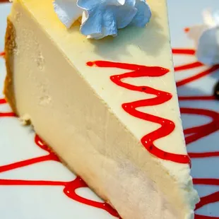 a slice of cheesecake on a plate