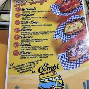 The front of the menu
