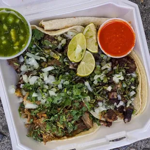 Cabeza, Carnitas, and Lengua Tacos - IG: @nelson_eats