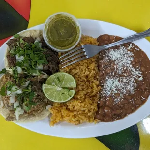 Friday taco plate special for $13.99. Also includes a drink.