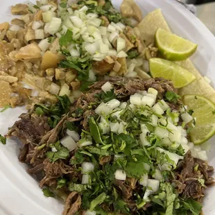 Carnitas and barbacoa tacos