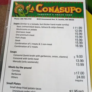 menu