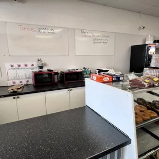 a display of donuts in a bakery