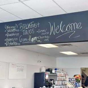 a menu on a blackboard