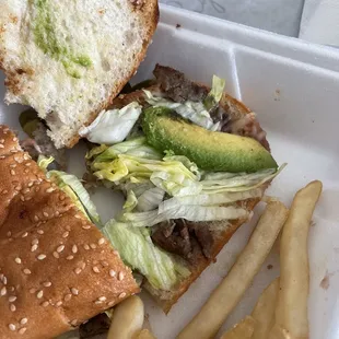 a sandwich and french fries