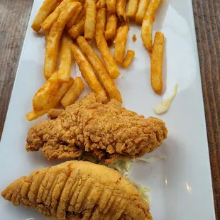 Kids chicken tender and fries