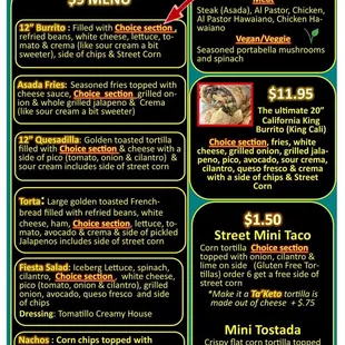 a menu for a restaurant