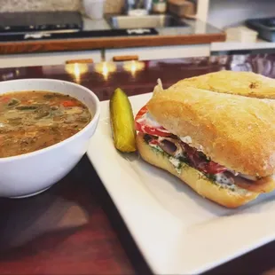 Great Turkey Pesto sandwich and always delicious homemade soups