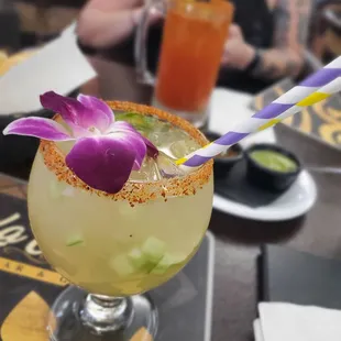 Spicy cucumber margarita (amazing!)