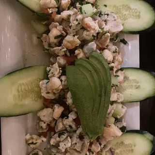 Tostada Ceviche de Camaron