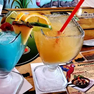 Blue coconut margarita and the Coronarita...DELICIOUS! And I didn&apos;t have to order mine frozen it came on the rocks!