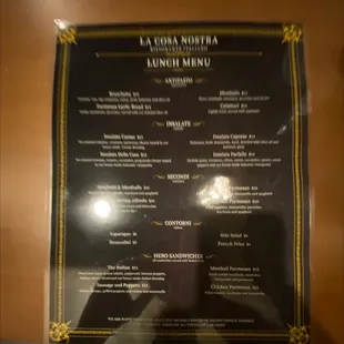 Lunch menu front