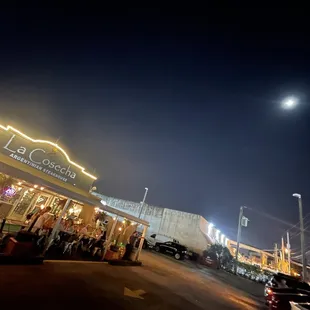 Outside dining terrace on a full moon night #view