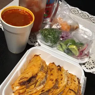 Quesatacos de birria and Consomé